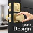 Mega Handles SUANA Entrance Combo, Door Knob and Cylinder Deadbolt and Key Combo, Heavy Duty Locking Door Knobs for Left or Right-Handed Doors Satin Brass