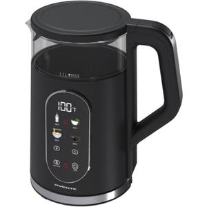 OVENTE Electric Kettle, 1.7L Fast Boiling Water Heater with Digital Touchscreen, Double-Wall Cool Touch Exterior, 5Hr Keep Warm, Auto-Shut Off, Boil-Dry Protection and Borosilicate Glass, Black KD96B