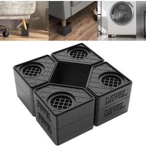 SEISSO Anti Vibration Pads for Washing Machine. 4 Pack Washer and Dryer Pedestals High Hard Wearing Stackable Rubber Pads. Shock and Noise Cancelling for Washing Machine Foot Pads (Black)