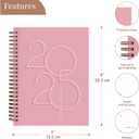 5 x Rileys & Co 2025 Deco Weekly Planner - Annual Weekly & Monthly Agenda Planner, Jan - Dec 2025, Flexible Cover, Notes Pages, Twin-Wire Binding (6 x 8-Inches, Pink)