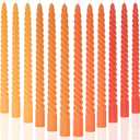 MAITREYA Orange Taper Candles Stick Spiral Twisted Candles-Set of 12 for Decoration Weddings Party Church-Unscented Dripless Candles,10inch(F-Gradient Orange)