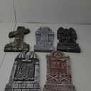 JOYIN 17 Halloween Foam RIP Graveyard Tombstones (5 Pack), Halloween Tombstones Outdoor Decorations for Graves Decorations with 12 Metal Stakes for Cemetery Yard Lawn Party Decor (Multicolor)