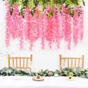 DearHouse 6 Pack Artificial Fake Wisteria Vine Ratta Hanging Garland Silk Flowers String Party Home Wedding Decor, 3.75 Feet/Piece,Pink