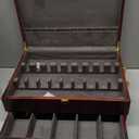 Gernshe Mahogany Wood Silverware Storage Box, Silverware Case Flatware Chest with Felt Lined, Flatware Storage Box for 12 sets of Utensils (Walnut, 2 Tier）