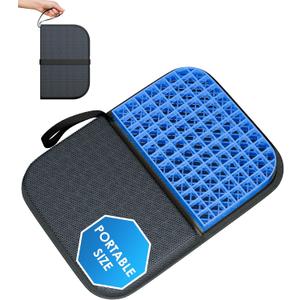 WISIMMALL Gel Seat Cushion, Portable Travel Cushion for Long Sitting, Thick & Foldable, 14.5" x 10.5" Large Size Chair Seat Cushion for Office Chair Car Wheelchair, Relief Sciatica Coccyx Pain