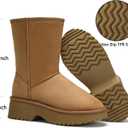 Genuine Suede Women's Snow Boots for Women Mid Calf Boot with Side Zipper Comfortable Warm Winter Boot Anti-Slip Outsole Outdoor Brown Size 7.5 (Brown)