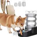 RIZZARI Dog Food Water Dispenser: 7L Automatic Black Large Stainless Steel Waterer with Filter - Gravity Water Feeder - Healthy Hydration for Pets Indoors Outdoors