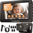 S100C Baby Car Camera USB Powered, Crystal Clear Auto IR Night Vision in Total Dark, Adjust Brightness & 1080P 5" IPS Monitor, 3X Zoom & 360 Rotating Backseat Camera for Rear or Forward-Facing