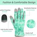 YRTSH Leather Gardening Gloves for Women, Flexible Breathable Garden Gloves, Thorn Proof Working Gloves for Weeding, Digging and Pruning, Green, X-Small Fit Small Hand (Blue, S)