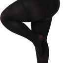 Plus Size Opaque Tights for Women 240D Soft Solid Color Footed High Waist Control Top Pantyhose (X-Large-XX-Large, Black)