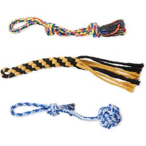 Heavy Duty Dog Rope Toys for Aggressive Chewers - 3 Packs Indestructible Cotton Dog Chew Toys for Small Medium Breed - Exercise Interactive Tug of War Dog Toy for Boredom, Teeth Clean(Miax Colors)