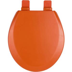 Toilet Seat, Slow Close, Soft Touch, Ultra-Smooth Matte Finish (No Orange-Peel Texture), Premium Moulded Wood, Quick Release, PIKLiDS (Orange, Round)