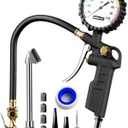 Tire Inflator with Pressure Gauge  Large Glow Dial, Swivel Air Chuck with Gauge and Air Compressor Accessories  100 PSI