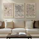 Framed Large Vintage William Morris Wall Art, Neutral Abstract Floral Canvas Artwork Prints, Rustic Boho Farmhouse Flower Botanical Picture Prints for Living Room Bedroom Hallway Office 16x24 Inch