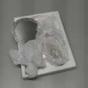 3 pc Silver Chrome Girls Vanity Set Comb Brush Mirror.