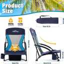 Homcosan Portable Low Folding Beach Chairs Set of 2 - Lightweight Camping Chairs for Adults with Cup Holder & Storage Pockets, Carry Bag Included (Navy & Blue)