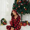 U2SKIIN Couple Onesie Pajama Sets, Hooded Zipper Christmas Matching Plaid Pjs Set for Men and Women Soft Warm Jumpsuit (Red, S)