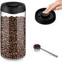 Vacuum Coffee Canister for Coffee Bean Storage, 1.8L/60.9oz Airtight Coffee Storage Container, Glass Manual Vacuum Seal Coffee Container with Scoop for Bean, Ground, Tea