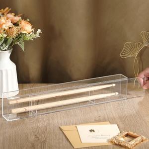 Silipull Drumstick Display Case 18 x 2 x 3.5'' Double Drum Stick Holder Display Case Clear Acrylic Wall Mounted UV Protection Drum Accessories Drummers Gift for Collector Memorabilia Souvenirs