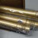 Modern Gold Curtain Rods for Windows 48 to 84 Inch, 1" Diameter Adjustable Heavy Duty Window Curtain Pole with Matte Gold End Cap Finials, Decorative Drapery Rods for Living Room, Bedroom (1 Pack))