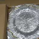 100Pcs Clear Charger Plates Bulk Wedding - 13" Premium Plastic Ruffled Gold Rim Chargers with Flora Reef Design，Decorative Dinner Charger Plates for Events & Parties