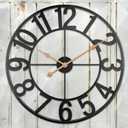 Extra Large Outdoor Clocks, Oversized Outdoor Clock for Patio/Pool, Vintage Metal Outdoor Clock Silent Battery Operated, European Industrial Skeleton Wall Clock for Backyard/Garden/Fence, 30 in