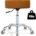Rolling Stool with Wheels Adjustable Height, Roller Stool for Massage Medical Tattoo Spa Heavy Duty Swivel Desk (Super Thick Cushion, Camel)