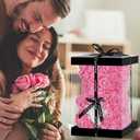 Double Couple Gift for Mom Women-Rose Cute Bear - Rose Adorable Teddy Artificial Bear - Best Gift for Valentines Day, Mothers Day, Anniversary, Birthdays- Clear Gift Box Included!10 Inches Tall (Pink)