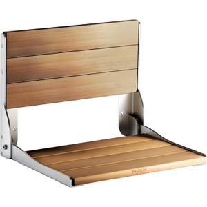 Moen Home Care Bathroom Safety Shower Chair for Elderly and Disabled, Stainless & Aluminum Foldable Teak Shower Bench, Handicap Accessories for Daily LIving, DN7110