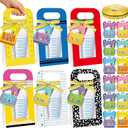 12PCS Back to School Gifts Cup Drink Carrier Holders with Greeting Cards Pencil Apple Composition Book Themed Back to School Portable Cup Sleeves For Teacher Appreciation Gifts Classroom Party Favors