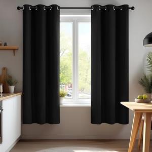Deconovo Blackout Curtains for Bedroom – Set of 2 38W x 45L Inch Thermal Insulated & Noise Reducing Panels–Home Window Room Darkening Sustainable Grommet Drapes for Living Room and Nursery, Black