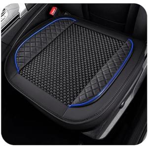 ZNDAW Car Seat Cover, Leather Vehicle Front Bottom Seat Cushion Cover with Storage Pocket, Anti-Slip Bottom Seats Protector Luxury Interior Decor for Most Car Trucks SUVs (Knitting, Black+Blue)