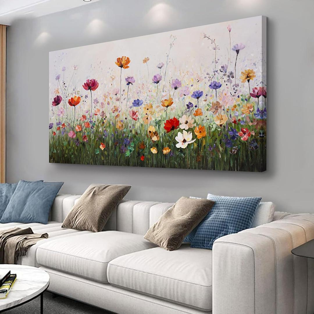 Home Decor Plant Wall Decor Flower Wall Art Colorful Wall Art Trendy Wall Decor Framed Artwork for Bedroom Living Room Decoration Home Kitchen Office 24" X 48"