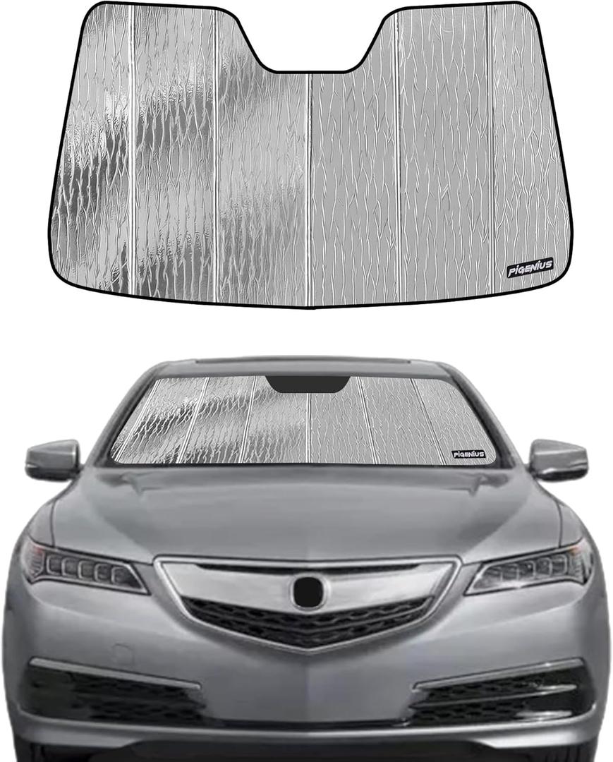 Windshield Sun Shade for Acura TLX 2015-2020,Front Window Sunshade Shield,2-in-1 Reflective Sun Shade,Silver for Summer, Black for Winter (AstraGuard)