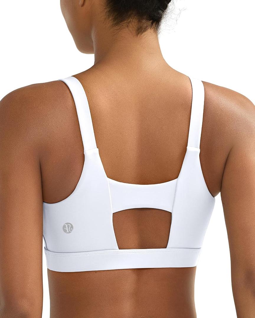 RUNNING GIRL Sports Bra for Women High Support, Molded Cup Supportive High Impact Sports Bras with Sewn in Pads, L