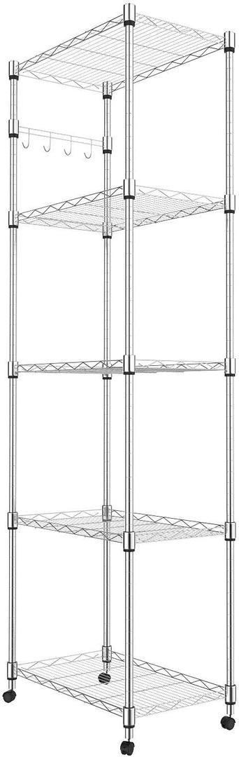 Homdox 5 Tier Steel Wire Shelving Unit on Wheels,Chrome Shelves for Garage Kitchen Living Room,Heavy Duty Shelving Rack, 23.2 x 13.8 x 72 inch (L x W x H)