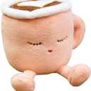Latte Plush Pillow, 7.8 Inch Coffee Cup Plush Doll Toy, Coffee Food Stuffed Plush, Christmas Birthday Gift for Kids Adults Boys Girls (Pink)