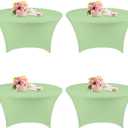 4 Pack 5FT Round Spandex Tablecloth 60 Inch Stretchable Table Cover Washable and Wrinkle Resistant Table Cloth, Fitted Round Table for Wedding, Banquet, Birthday, Party, Restaurant (Sage Green)