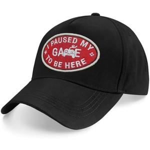 POWEROSE Gaming Hats for Men Women, Gaming Apparel, Gaming Gifts for Teenage Boys, Embroidered Adjustable Baseball Cap Black