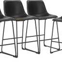 DUMOS 26 Inch Counter Height Bar Stools Set of 4, Modern Faux Leather High Barstools with Back and Metal Leg, Bar Chairs for Kitchen lsland, Black