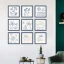 12x12 Picture Frame Set of 9, Photo Gallery Wall Frame Set, Display Pictures 8x8 with Mat or 12 x 12 Without Mat, Square Frame Picture Frames Collage Wall Decor, Blue