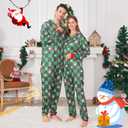 2 x ANGELGGH Family Matching Christmas Onesie Pajamas, Vacation Cute Printed One Piece Pajamas, Xmas Hooded Holiday Sleepwear (Medium, Green Plaid Santa)
