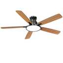 Ceiling Fans with Lights,52 inch,Quiet,Reversible Motor,Dimmable, Adjustable Color Temperature,6 Speeds,Timer, Low Profile Ceiling Fan for Bedroom,Living Room,Indoor/Outdoor Use (Black) (Black and Oak)