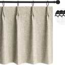 WdFour 30x30 Inch Pinch Pleated Blackout Cafe Curtains - Pack of 2, 100% Light Blocking Back Tab Drapes for Half Windows, Kitchen & Bathroom Short Curtains in Hemp Gray