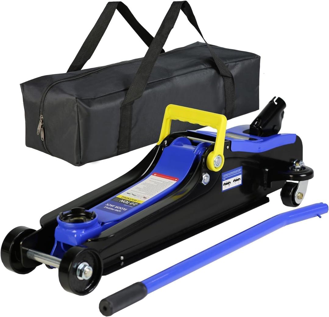 2 Ton Low Profile Floor Jack, Heavy Duty With Single Piston Quick Lift Pump, Steel Car Jack Adjustable Height 3.3"-15.2", Hydraulic Trolley 4000 LBS Capacity, Blue