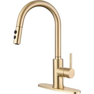 RULIA Kitchen Faucet, Kitchen Sink Faucet, Sink Faucet, Pull-Down Kitchen Faucets, Bar Kitchen Faucet, Brushed Brass, Metal Spray Head, RB1068