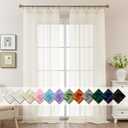 ABLUEN Natural Sheer Curtains 96 Inches Long, Privacy Semi Sheer Curtains for Living Room Bedroom, Light Filtering Rod Pocket Voile Window Drapes 2 Panels Set, Each 42" W x 96" L