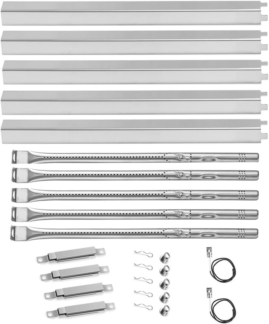 Grill Replacement Parts for Charbroil Performance 5 Burner 463448021 463450022 463451022, 4 Burner 463365021, 463366022 463352521, G325-0002-W1 Heat Plate, G327-2100-W1 Burner, Igniter, Crossover Tube