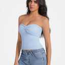 Tube Tops for Women Twist Knot Summer Going Out Crop Tops Backless Strapless Bandeau Tops Y2K Basic (Blue, L)