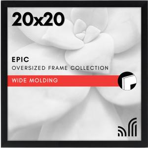 Americanflat 20x20 Picture Frame with Polished Plexiglass - Epic Collection - Square Picture Frame with Engineered Wood - Wide Photo Frames for Wall display - Black